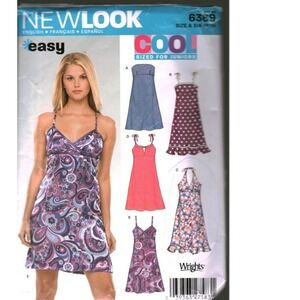 New Look 6369 Sewing Pattern Junior Sundress Halter Strapless V-Neck 3/4-13/14